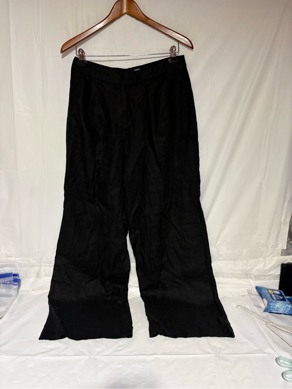 Glassons Black Pants with Branded Waist Label 100% European flax linen sz 10